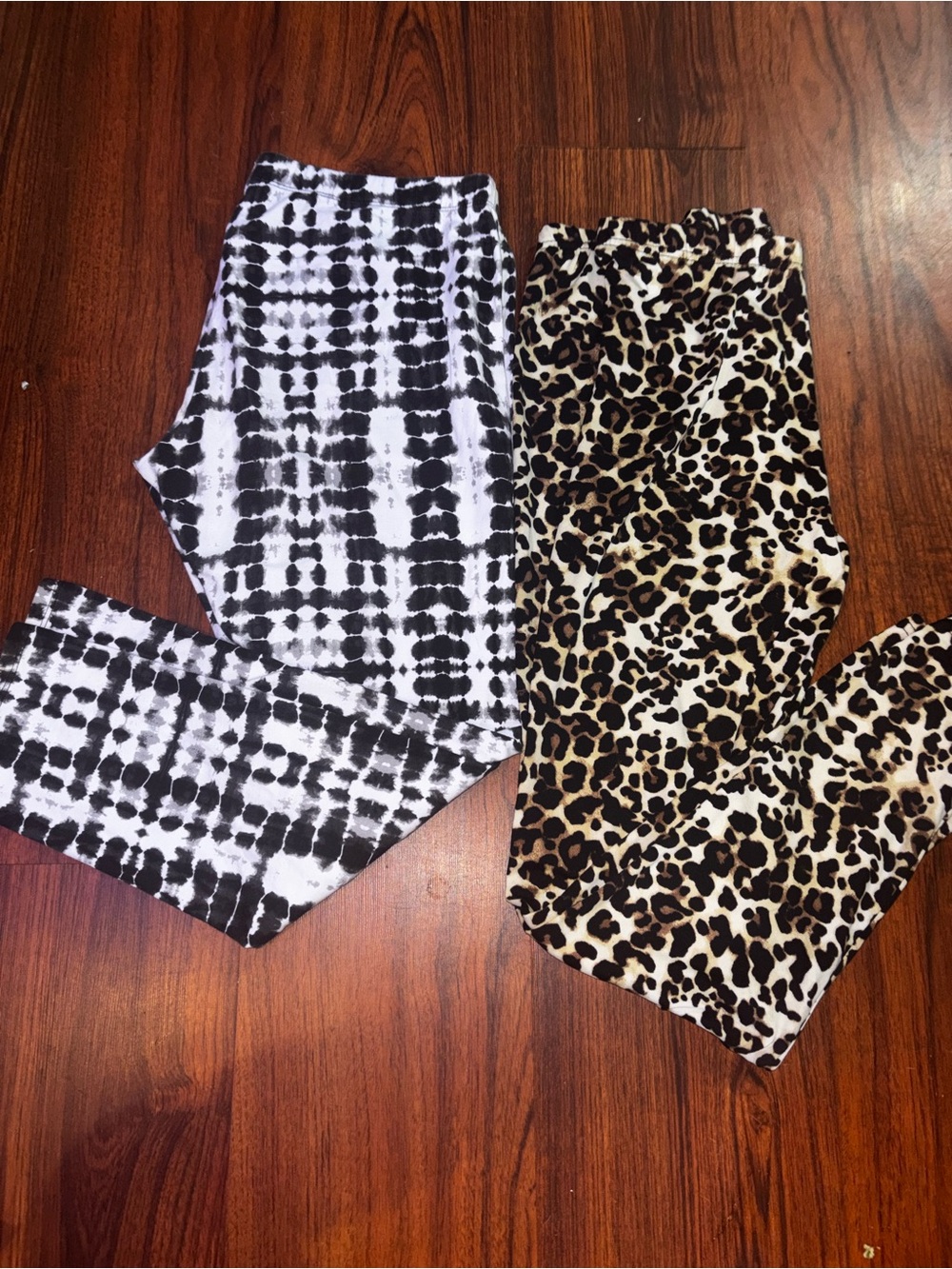 Leopard Print & Black Tie-Dye Leggings